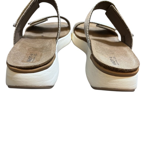 Naot Sandals Womens 11 Calliope Slide Double Strap Silver Metallic Wedge 42 Cork - Picture 7 of 9